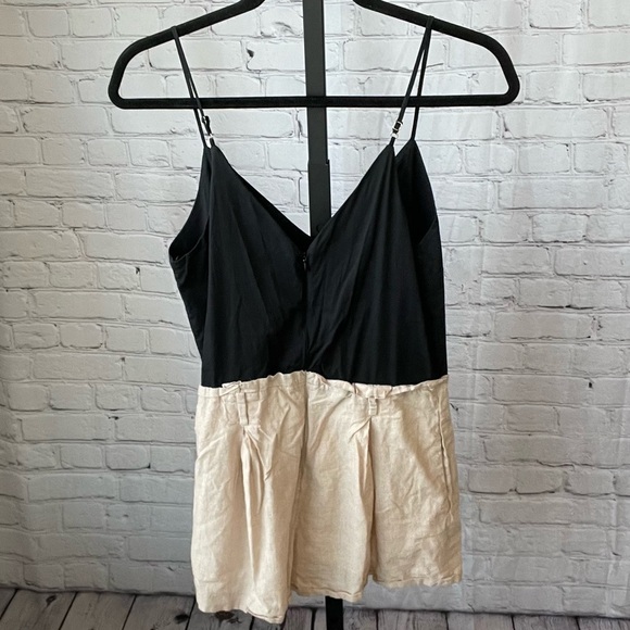 Naked Zebra Shorts Romper Linen Blend Black and Tank Size Small - Picture 2 of 4